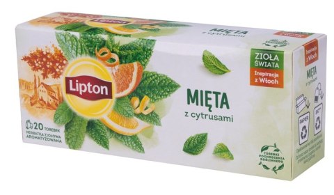 Herbata LIPTON ziołowa, mięta z cytrusami, 20 torebek