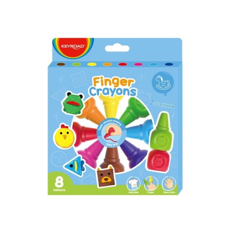 Kredki woskowe KEYROAD nakładane na palce, 8 szt.