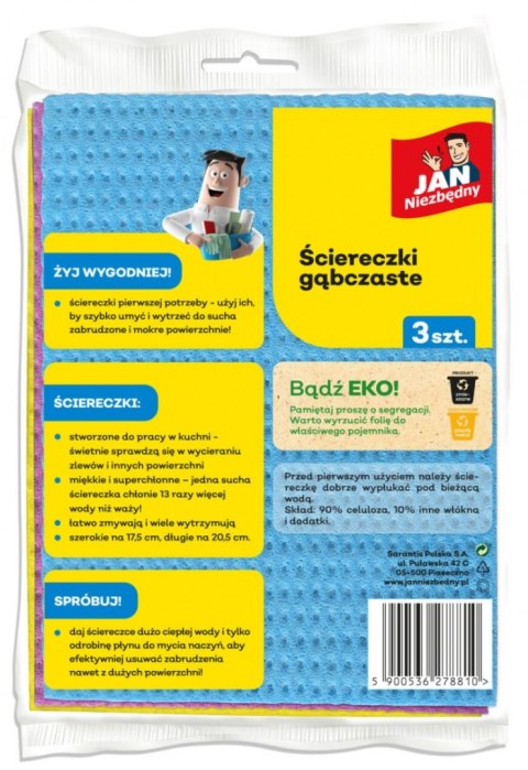 Ściereczki gąbczaste JAN NIEZBĘDNY, 3 szt., mix