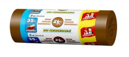Worki na śmieci JAN NIEZBĘDNY, do segregacji, easy pack, 35l, 20szt., brązowe