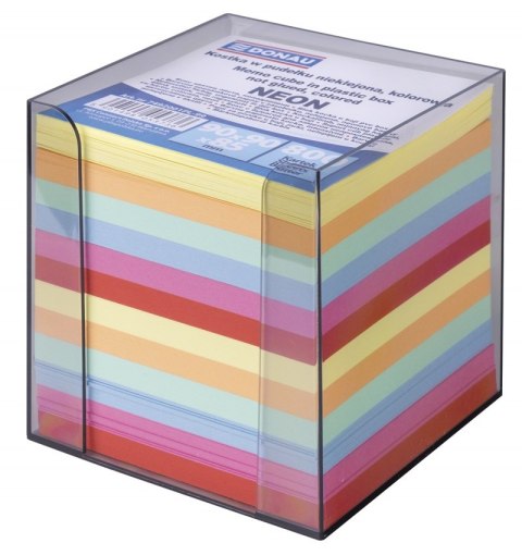 Kostka DONAU nieklejona, w pudełku, 95x95x95mm, ok. 800 kart., neon, mix kolorów