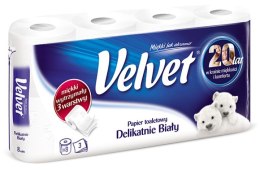 Papier toaletowy celulozowy VELVET Delikatnie Biały, 3-warstwowy, 150 listki, 8szt., biały