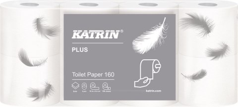 Papier toaletowy, małe rolki KATRIN Toilet 160, 2W, 112966, opakowanie: 8 rolek