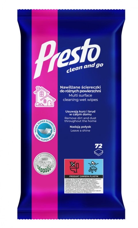 Ściereczki gospodarcze PRESTO, do różnych powierzchni, 72szt., białe