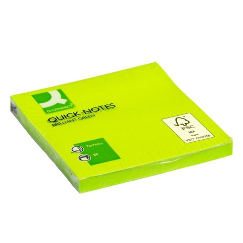 Bloczek samoprzylepny Q-CONNECT Brilliant, 76x76mm, 1x80 kart., zielony