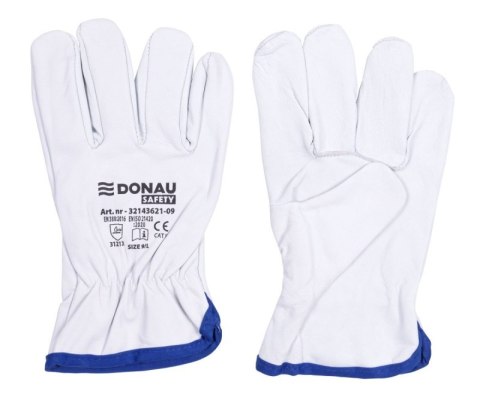 Rękawice robocze DONAU SAFETY DS-DRIVGOAT, driver, skóra kozia, rozm. 7/S, białe
