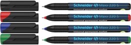 Zestaw foliopisów permanentnych SCHNEIDER Maxx 220, S, 0,4 mm, 4 szt., pudełko z zawieszką, mix kolorów