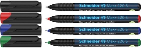 Zestaw foliopisów permanentnych SCHNEIDER Maxx 220, S, 0,4 mm, 4 szt., pudełko z zawieszką, mix kolorów
