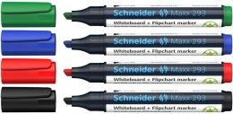 Zestaw markerów do tablic SCHNEIDER Maxx 293, 2-5 mm, 4 szt., pudełko z zawieszką, mix kolorów