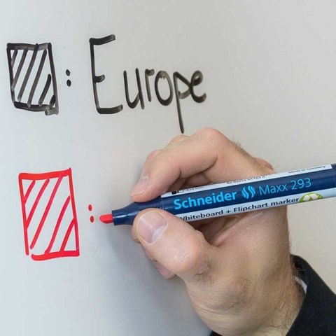 Zestaw markerów do tablic SCHNEIDER Maxx 293, 2-5 mm, 4 szt., pudełko z zawieszką, mix kolorów