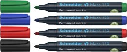 Zestaw markerów uniwersalnych SCHNEIDER Maxx 130, 1-3 mm, 4 szt., pudełko z zawieszką, mix kolorów
