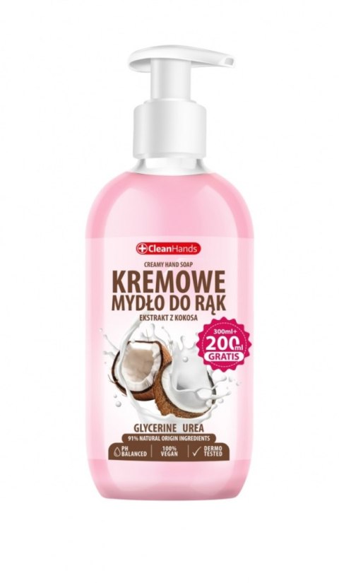 Kremowe mydło w płynie CLEAN HANDS, kokosowe, 300 ml