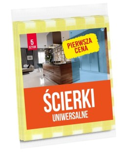 Ścierki uniwersalne PIERWSZA CENA, 5 szt., biało-żółte