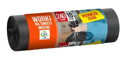 Worki na śmieci PIERWSZA CENA, mocne, 240 l, 10 szt., czarne