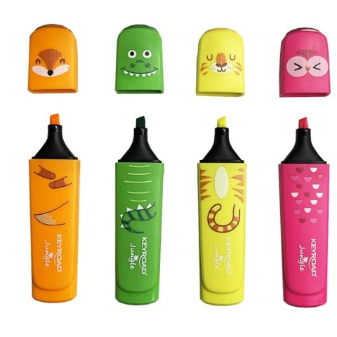 Zakreślacz KEYROAD Fluo Jungle, 1-5 mm, 4 szt., etui, mix kolorów