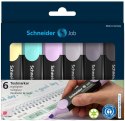 Zestaw zakreślaczy SCHNEIDER Job Pastel Grey, 1-5 mm, 6 szt., pudełko z zawieszką, mix kolorów