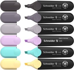 Zestaw zakreślaczy SCHNEIDER Job Pastel Grey, 1-5 mm, 6 szt., pudełko z zawieszką, mix kolorów