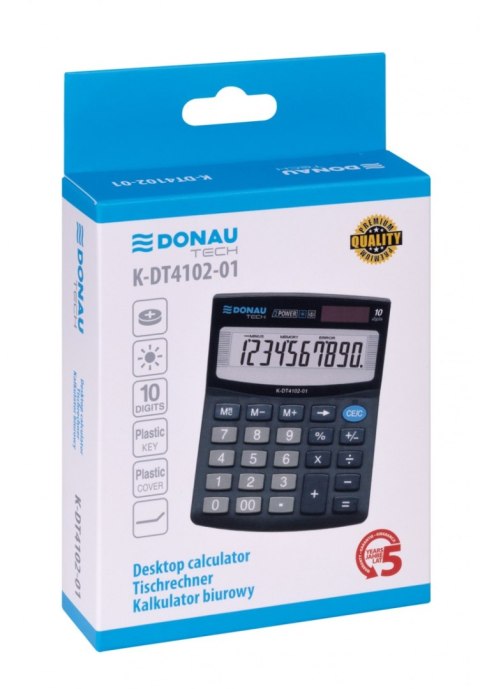Kalkulator biurowy DONAU TECH, CI-SDC810NR, 10-cyfr. wyświetlacz, wym. 122x100x32 mm, czarny
