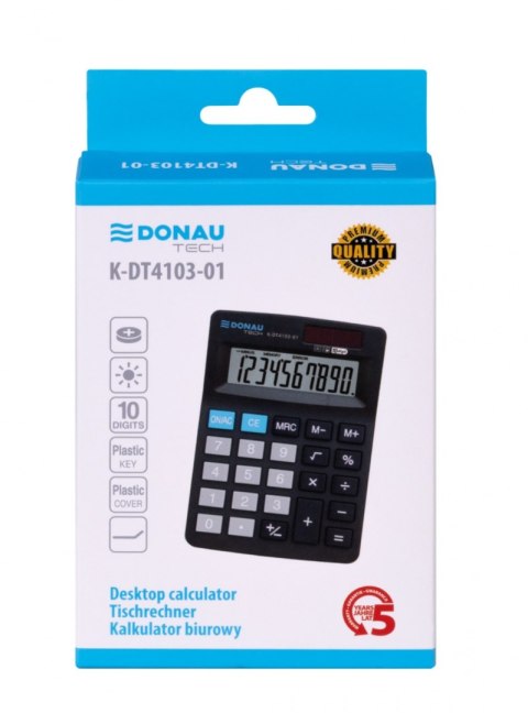 Kalkulator biurowy DONAU TECH, CI-SDC022SR, 10-cyfr. wyświetlacz, wym. 127x88x23 mm, czarny