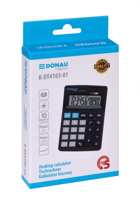 Kalkulator biurowy DONAU TECH, CI-SDC022SR, 10-cyfr. wyświetlacz, wym. 127x88x23 mm, czarny