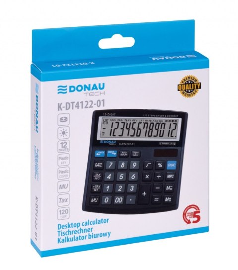 Kalkulator biurowy DONAU TECH, CI-CT555N, 12-cyfr. wyświetlacz, wym. 136x134x28 mm, czarny