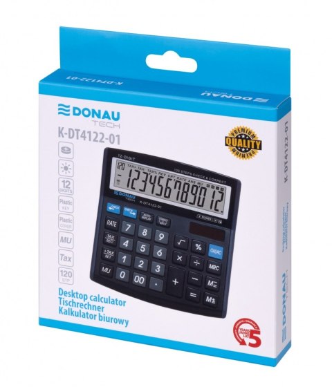 Kalkulator biurowy DONAU TECH, CI-CT555N, 12-cyfr. wyświetlacz, wym. 136x134x28 mm, czarny