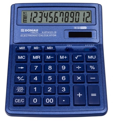 Kalkulator biurowy DONAU TECH, CI-SDC444XRNVE, 12-cyfr. wyświetlacz, wym. 190x143x40 mm, granatowy
