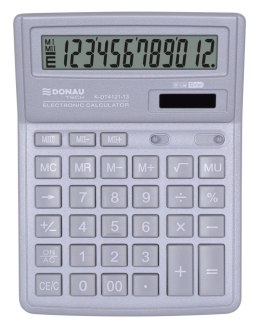 Kalkulator biurowy DONAU TECH, 12-cyfr. wyświetlacz, wym. 190x143x40 mm, jasny szary