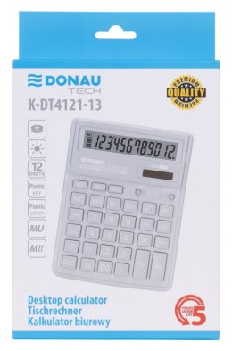 Kalkulator biurowy DONAU TECH, 12-cyfr. wyświetlacz, wym. 190x143x40 mm, jasny szary