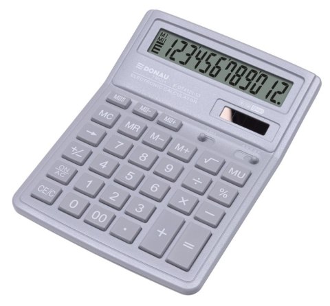 Kalkulator biurowy DONAU TECH, 12-cyfr. wyświetlacz, wym. 190x143x40 mm, jasny szary