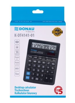 Kalkulator biurowy DONAU TECH, CI-SDC554S, 14-cyfr. wyświetlacz, wym. 190x143x40 mm, czarny