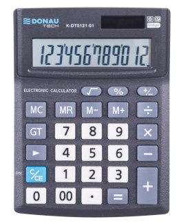Kalkulator biurowy DONAU TECH OFFICE, CI-CMB1201BK, 12-cyfr. wyświetlacz, wym. 137x101x30mm, czarny