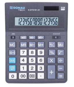 Kalkulator biurowy DONAU TECH OFFICE, CI-CDB1601BK, 16-cyfr. wyświetlacz, wym. 201x155x35mm, czarny