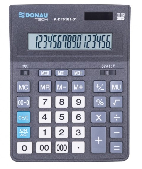 Kalkulator biurowy DONAU TECH OFFICE, CI-CDB1601BK, 16-cyfr. wyświetlacz, wym. 201x155x35mm, czarny