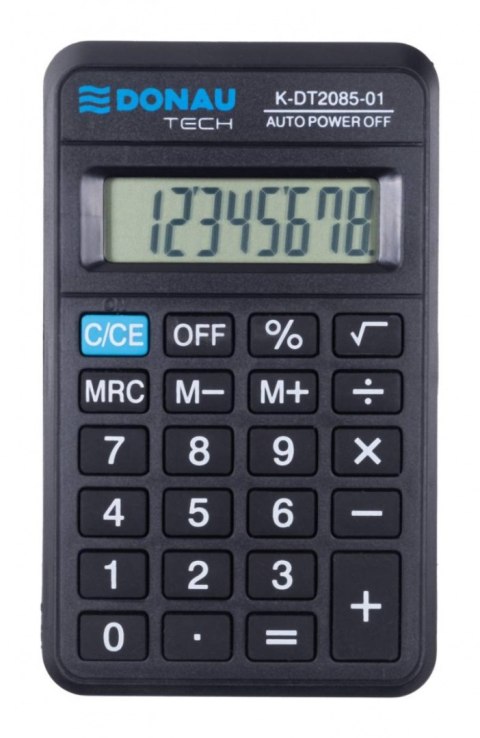 Kalkulator kieszonkowy DONAU TECH, CI-LC310NR, 8-cyfr. wyświetlacz, wym. 114x69x19 mm, czarny