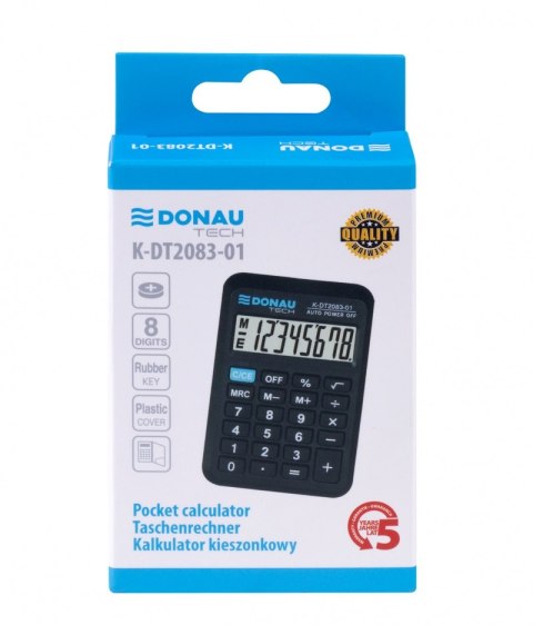Kalkulator kieszonkowy DONAU TECH, CI-LC110NR, 8-cyfr. wyświetlacz, wym. 89x58x11 mm, czarny