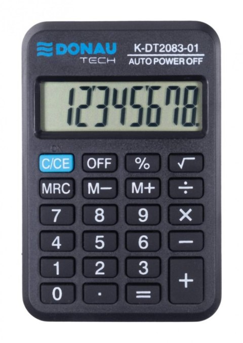 Kalkulator kieszonkowy DONAU TECH, CI-LC110NR, 8-cyfr. wyświetlacz, wym. 89x58x11 mm, czarny