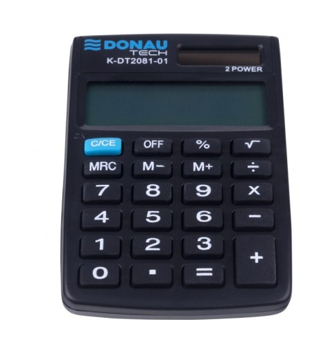 Kalkulator kieszonkowy DONAU TECH, CI-SLD100NR, 8-cyfr. wyświetlacz, wym. 90x60x11 mm, czarny