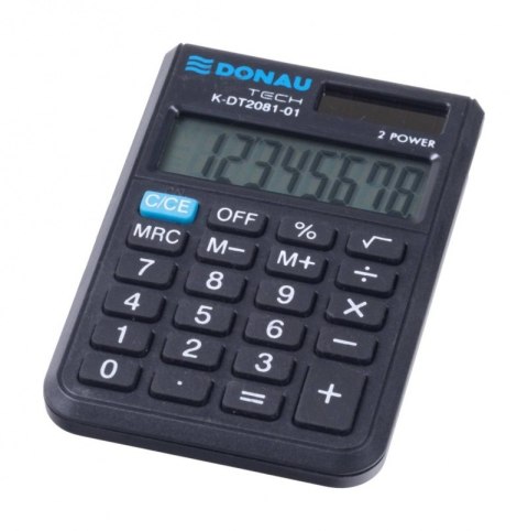 Kalkulator kieszonkowy DONAU TECH, CI-SLD100NR, 8-cyfr. wyświetlacz, wym. 90x60x11 mm, czarny