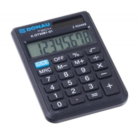 Kalkulator kieszonkowy DONAU TECH, CI-SLD100NR, 8-cyfr. wyświetlacz, wym. 90x60x11 mm, czarny