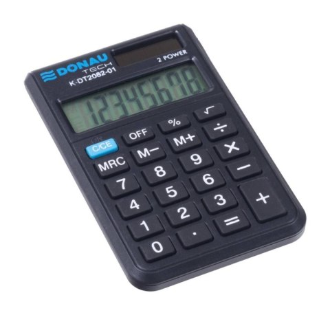 Kalkulator kieszonkowy DONAU TECH, CI-SLD200NR, 8-cyfr. wyświetlacz, wym. 97x60x10 mm, czarny
