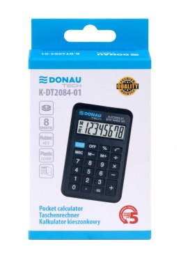 Kalkulator kieszonkowy DONAU TECH, CI-LC210NR, 8-cyfr. wyświetlacz, wym. 97x62x11 mm, czarny