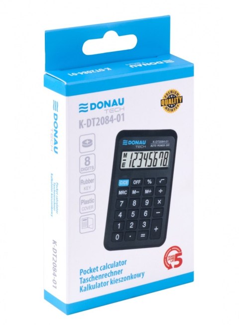 Kalkulator kieszonkowy DONAU TECH, CI-LC210NR, 8-cyfr. wyświetlacz, wym. 97x62x11 mm, czarny