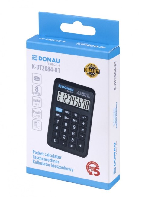 Kalkulator kieszonkowy DONAU TECH, CI-LC210NR, 8-cyfr. wyświetlacz, wym. 97x62x11 mm, czarny