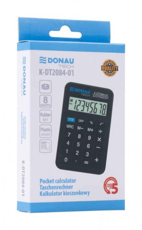 Kalkulator kieszonkowy DONAU TECH, CI-LC210NR, 8-cyfr. wyświetlacz, wym. 97x62x11 mm, czarny