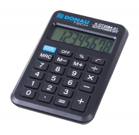 Kalkulator kieszonkowy DONAU TECH, CI-LC210NR, 8-cyfr. wyświetlacz, wym. 97x62x11 mm, czarny
