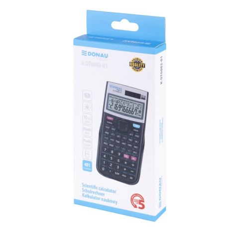 Kalkulator naukowy DONAU TECH, 401 funkcji, 164x84x19 mm, czarny