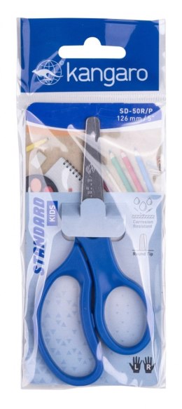 Nożyczki dziecięce KANGARO, 12,6cm, blister, mix kolorów