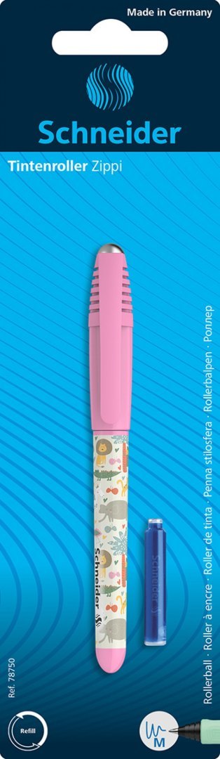 Pióro kulkowe SCHNEIDER Zippi + 1 nabój, blister, mix kolorów