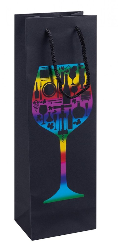 Torebka na alkohol DONAU HOME, laminowana, 12x35,5x8cm, całoroczna, sznurek, mix wzorów